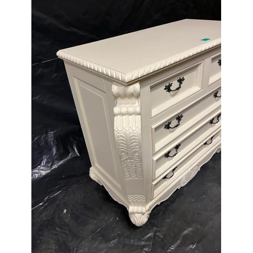 30 - French Style Painted Chest with Metal Handles (105cm x 90cm x 50cm)