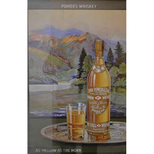 31 - John Powers Whiskey Pictorial Advertisement ' As mellow as the Morn' . (76cm x 55cm)