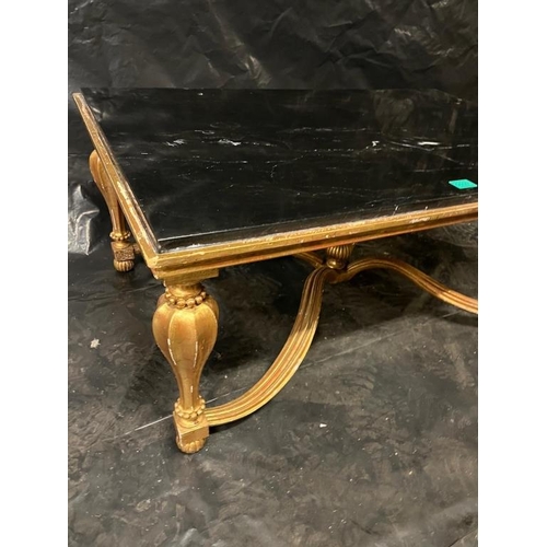 37 - Marble Top Coffee Table on Gilded Base with inswept centre (107cm x 45cm x 68cm)