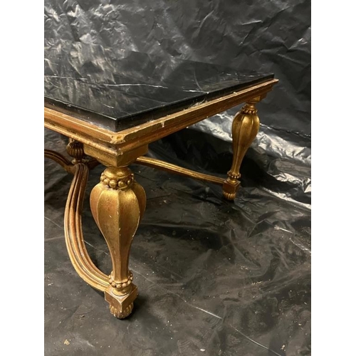 37 - Marble Top Coffee Table on Gilded Base with inswept centre (107cm x 45cm x 68cm)