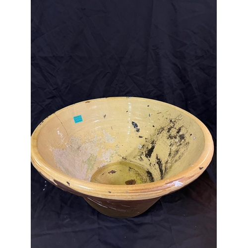 16 - Large 19th Century Glazed Slipware Creamery Bowl (as found)