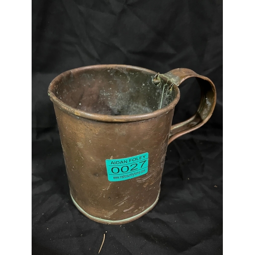 27 - Georgian Copper Tankard and Three Antique Copper Creamery Sieves