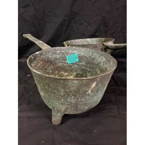 28 - Pair of 19th Century Bronze Cooking Pots with inscribed handles 