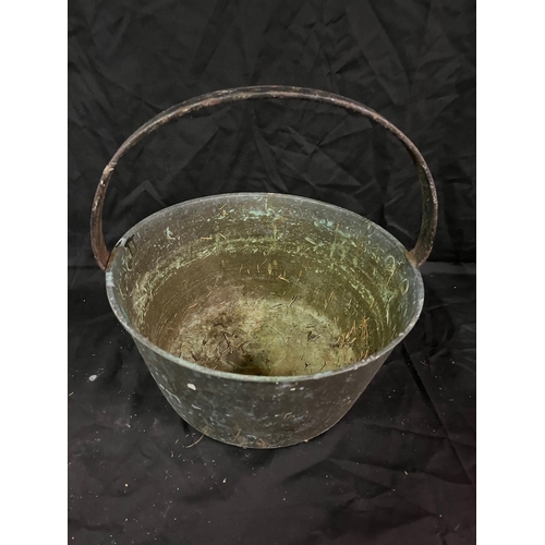 32 - Georgian Copper Preserving Pan and an Adjustable Candlestand