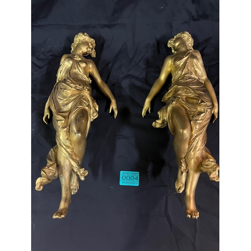 4 - Pair of Ormulu Figures of semi-clad Females in Art Nouveau Style (36cm tall)