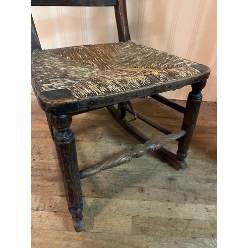 41 - 18th Century Ash and Wicker Rocking Chair (44cm Wide x 100cm High)