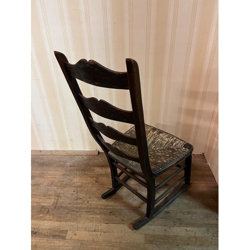 41 - 18th Century Ash and Wicker Rocking Chair (44cm Wide x 100cm High)