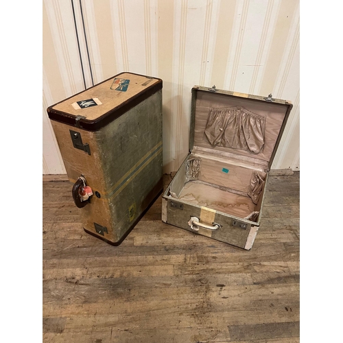 44 - Two Vintage Suitcases with various European Travel Labels