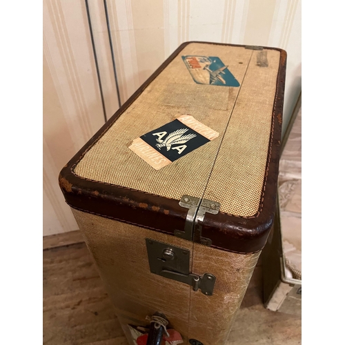 44 - Two Vintage Suitcases with various European Travel Labels