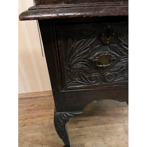 46 - 18th Century Carved Oak Chest on Stand with an assortment of drawers (101cm Wide x 157cm High x 53cm... 