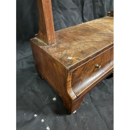 53 - 18th Century Walnut Dressing Mirror with one drawer base (very nice item) (36cm x 60cm x 16cm)