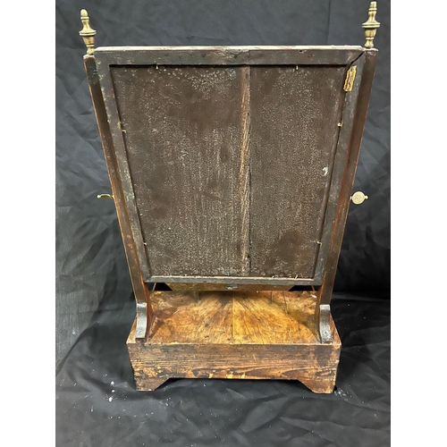 53 - 18th Century Walnut Dressing Mirror with one drawer base (very nice item) (36cm x 60cm x 16cm)