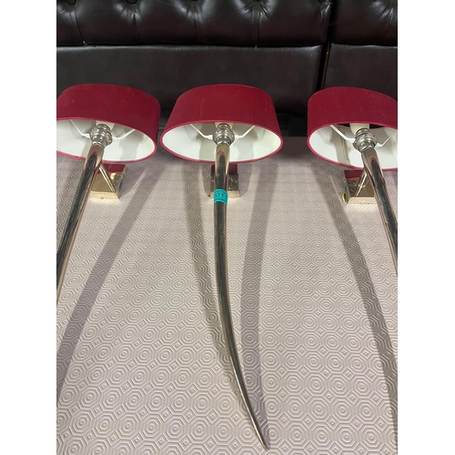 11 - Set of 4 Chrome Shaped Shard Design Light  Sconces including Shades (23 cm W x 61 cm H)