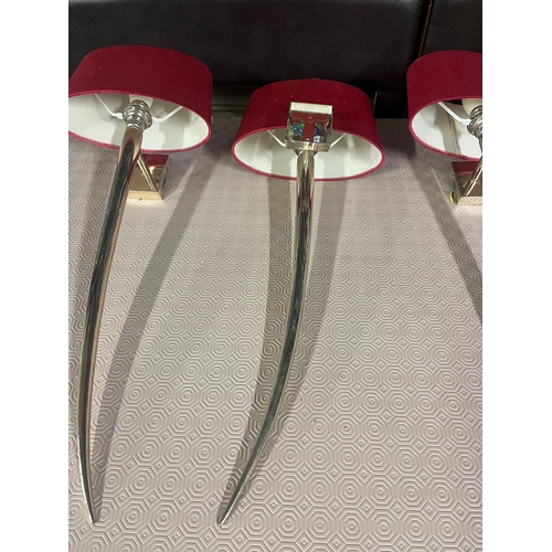 11 - Set of 4 Chrome Shaped Shard Design Light  Sconces including Shades (23 cm W x 61 cm H)