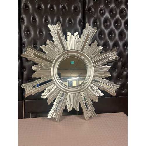 7 - Silvered Sunburst Design Mirror (100 cm W)