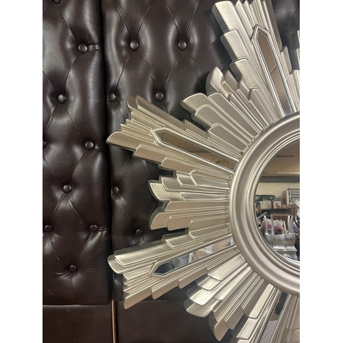 7 - Silvered Sunburst Design Mirror (100 cm W)