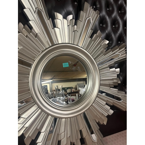 7 - Silvered Sunburst Design Mirror (100 cm W)