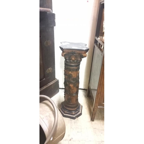 21 - Antique Copper Coal Scuttle and a Ceramic Jardiniere Stand