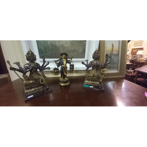 53 - Three Decorative Metal Asian Figures (tallest is 27cm)