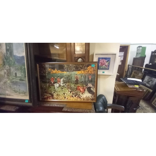 59 - Framed Woolwork Tapestry of a Hunting Scene