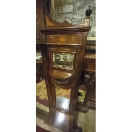 61 - Good Victorian Rosewood Overmantle Mirror profusely Inlaid  (153cm W x 170cm T)