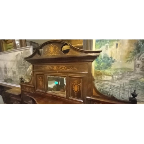 61 - Good Victorian Rosewood Overmantle Mirror profusely Inlaid  (153cm W x 170cm T)