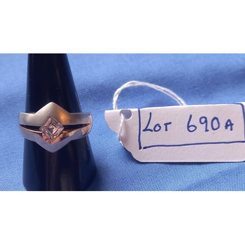 Silver Two Tone Dress Ring Stamped .925 Size R