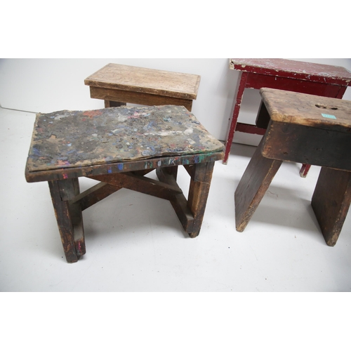 104 - 5 Antique and Vintage Stools (Largest 76 cm W x 40 cm H x 30 cm D)