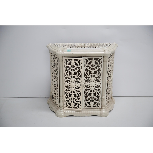 12 - Edwardian Stove in Decorative Metal Fretwork Style Cabinet (80 cm W x 75 cm H x 35 cm D)