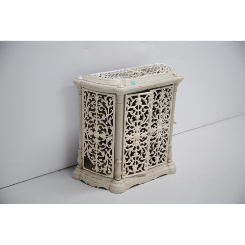 12 - Edwardian Stove in Decorative Metal Fretwork Style Cabinet (80 cm W x 75 cm H x 35 cm D)