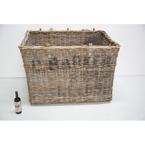 124 - Exceptionally Large Rattan Laundry Basket with Rope Handles, Arthur Craven Manchester(120cm W x 80 c... 