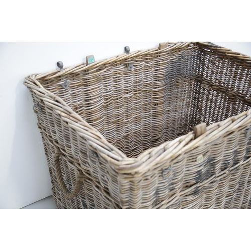 124 - Exceptionally Large Rattan Laundry Basket with Rope Handles, Arthur Craven Manchester(120cm W x 80 c... 