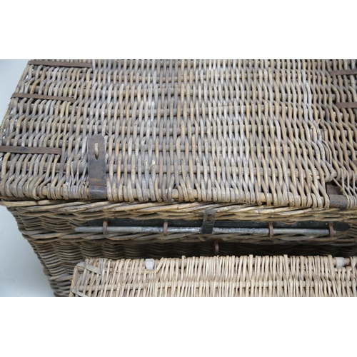 125 - 4 Rattan Lift Top Baskets (Largest 105 cm W x 60 cm H x 50 cm D)