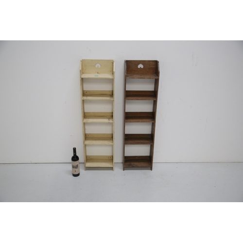 141 - Pair of Art Nouveau Slender Shelves (30 cm W x 115 cm H x 15 cm D)