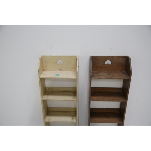 141 - Pair of Art Nouveau Slender Shelves (30 cm W x 115 cm H x 15 cm D)