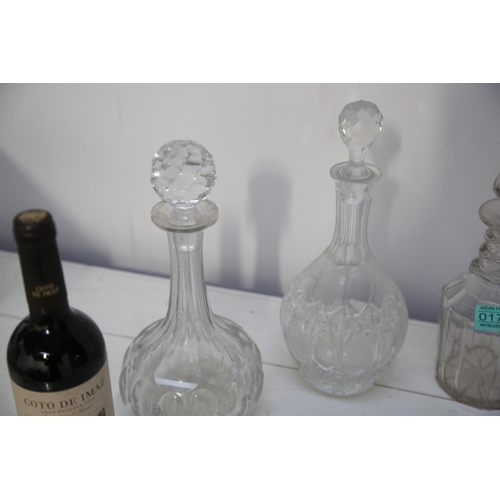 173 - 5 Cut Glass Decanters (Tallest 32 cm)