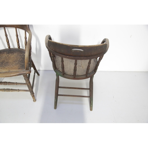 189 - 3 Matched Ash Bow Shaped Arm Chairs (60 cm W x 75 cm H x 60 cm D)