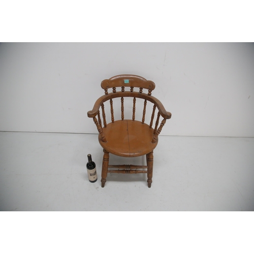 203 - Antique Rustic Smokers Armchair, Painted Ash (60 cm W x 75 cm H x 60 cm D)