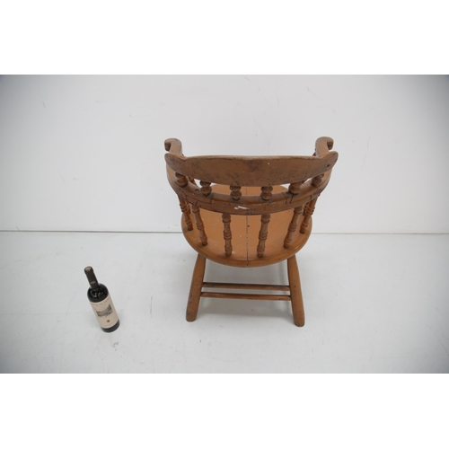 203 - Antique Rustic Smokers Armchair, Painted Ash (60 cm W x 75 cm H x 60 cm D)