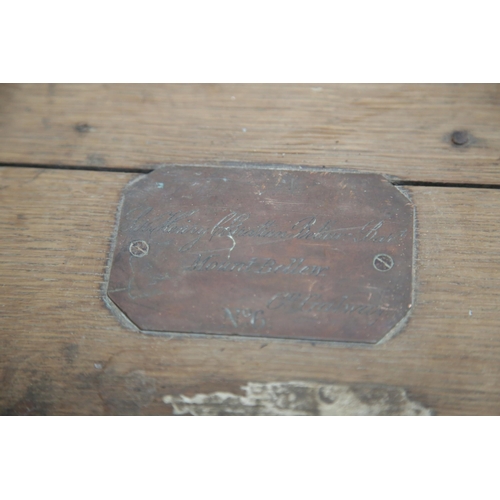 21 - Very Fine 19th Century Oak Metal Bound Carrying Trunk. Plaque Sir Henry Grattan, Mount Bellew, Galwa... 