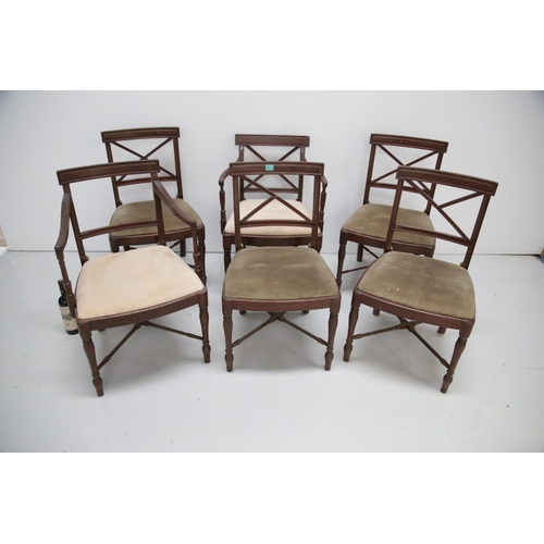 215 - 6 Harlequin Regency Cork Dining Chairs in Mahogany (as found)