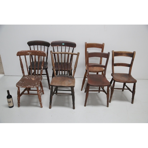 225 - 7 Various Vernacular Chairs, Mainly Ash, Some Painted