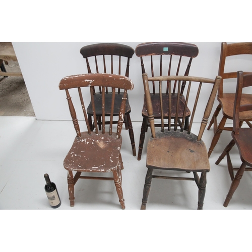 225 - 7 Various Vernacular Chairs, Mainly Ash, Some Painted