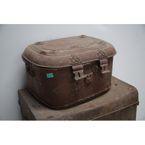 25 - 3 Metal Antique Trunks (72 cm W x 50 cm H x 46 cm D)