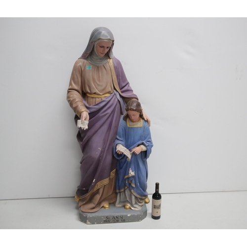 33 - Paris Made Plaster Statue of St. Ann (damage) (65 cm W x 150 cm H x 45 cm D)