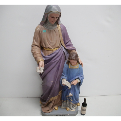 33 - Paris Made Plaster Statue of St. Ann (damage) (65 cm W x 150 cm H x 45 cm D)