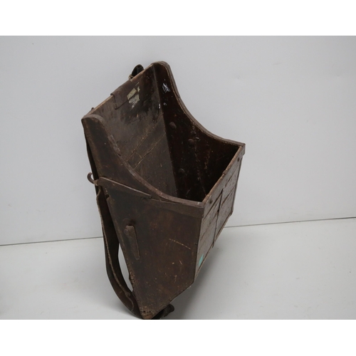 37 - Antique Pine Metal Bound Back Carry Seed Thrower (47 cm W x 70 cm H x 30 cm D)