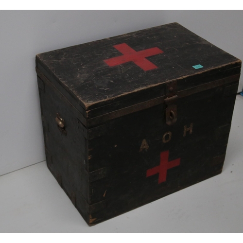 40 - Antique Pine Medical Box, Initial A.O.H (69 cm W x 59 cm H x 48 cm D)