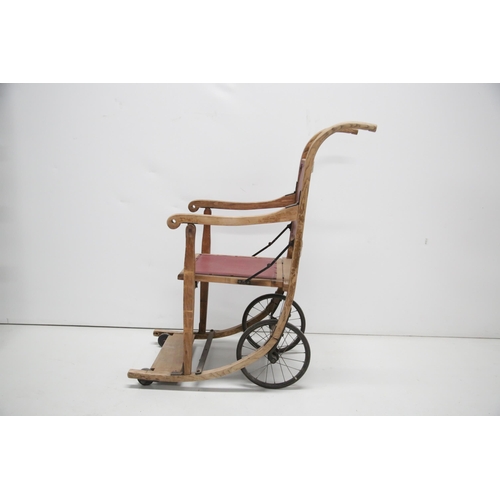 44 - Antique Wheelchair, Bearing Label Carter (J&A) (50 cm W x 115 cm H x 90 cm D)