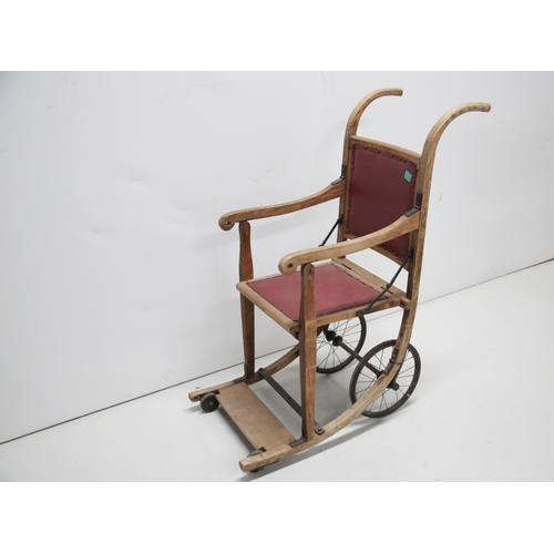 44 - Antique Wheelchair, Bearing Label Carter (J&A) (50 cm W x 115 cm H x 90 cm D)